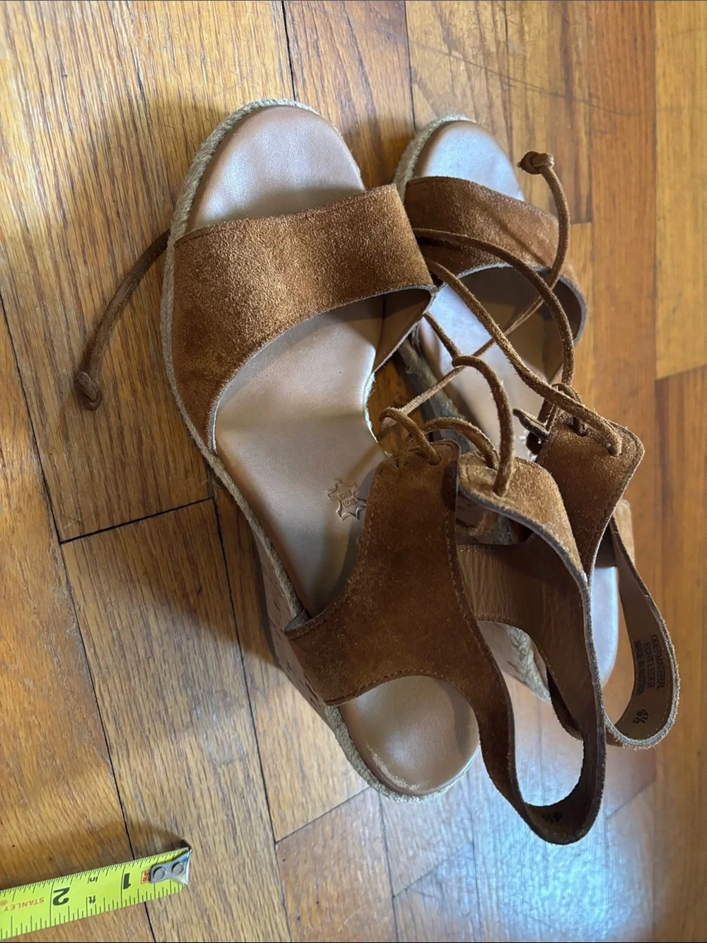 Paul Green Suede Lace-Up Wedge Sandals - Brown